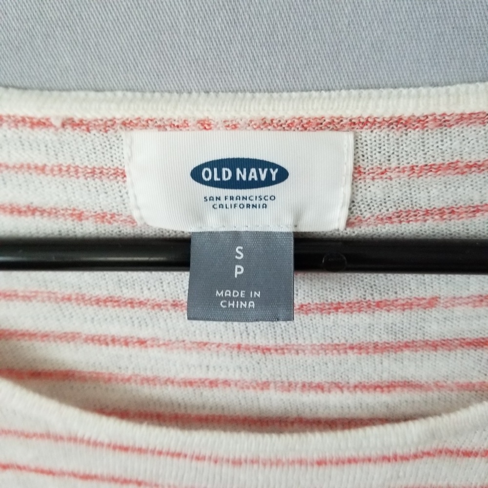 X OLD NAVY CREW NECK LS STRIPE KNIT LIGHT SWEATER - Picture 4 of 7